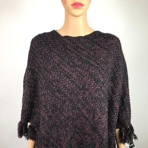 Womens Dried PlumBlack Fringe Sweater   K#51